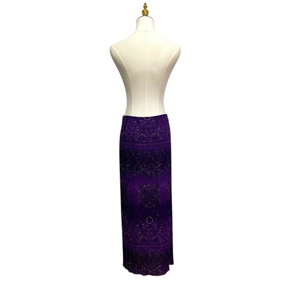 VINTAGE Carole Little Purple Crinkled Rayon Paisley Skirt & Top Set size 10P - Picture 8 of 14